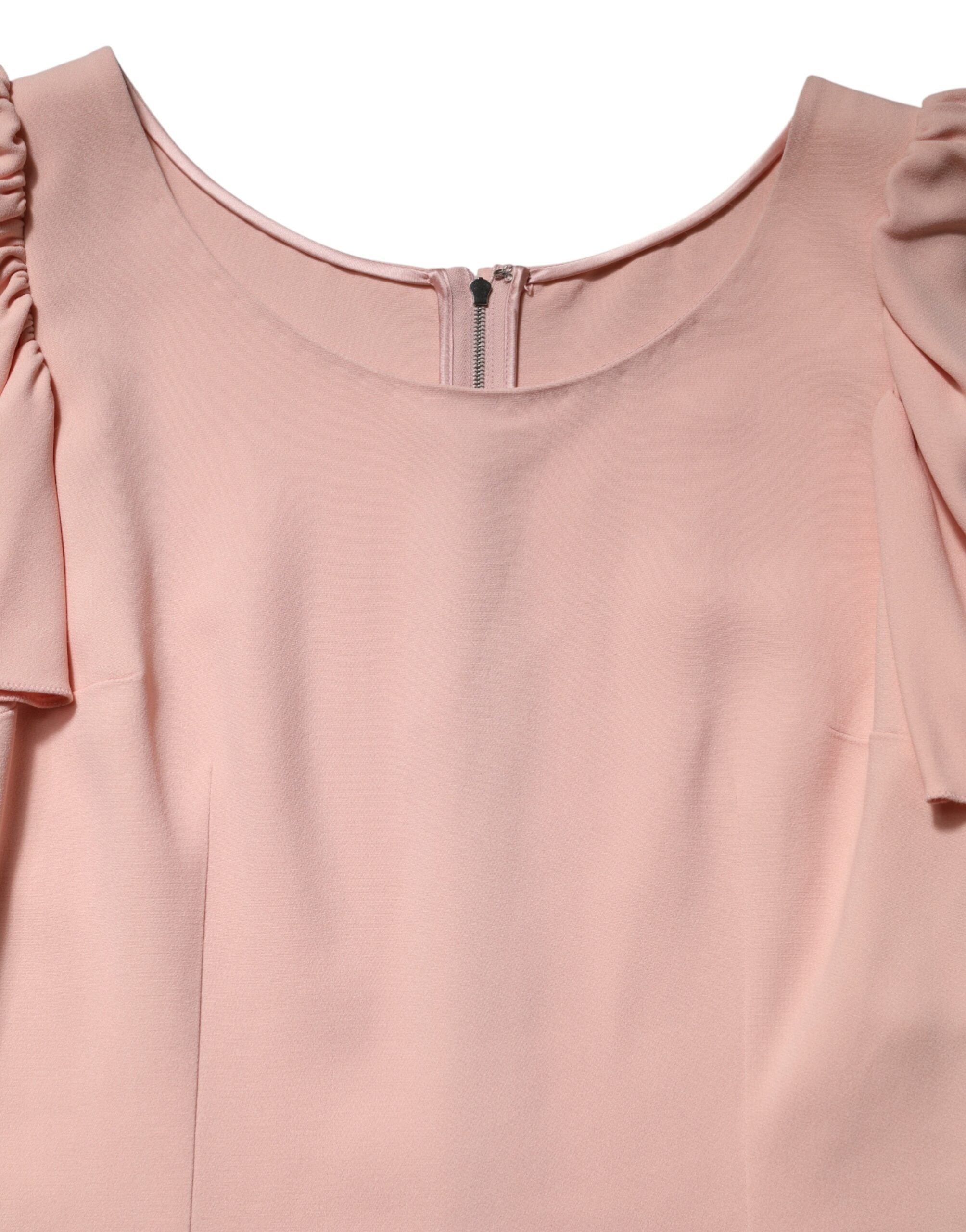 Pink Short Sleeves Round Neck Blouse Top