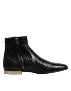 Black Leather Chelsea Short Ankle Boots  Shoes