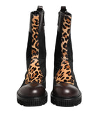 Multicolor Leopard Mid Calf Boots Shoes
