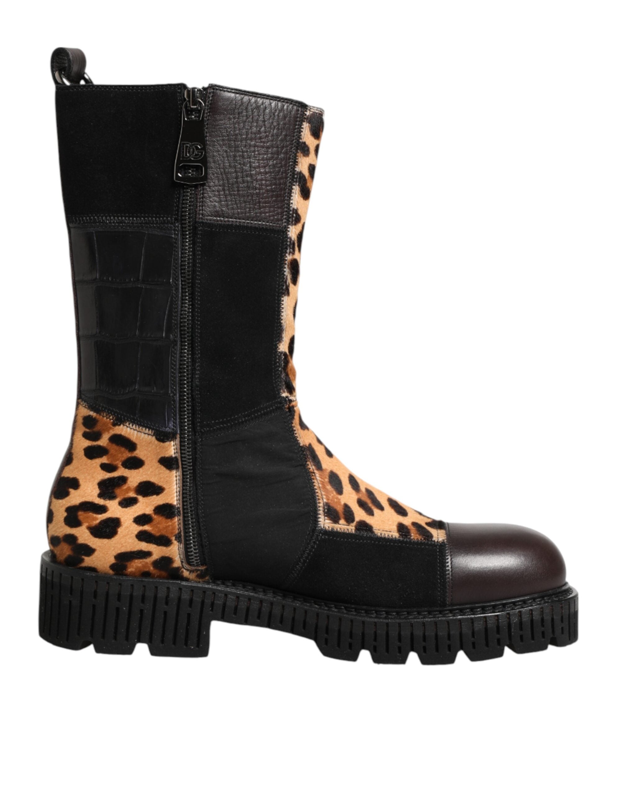 Multicolor Leopard Mid Calf Boots Shoes