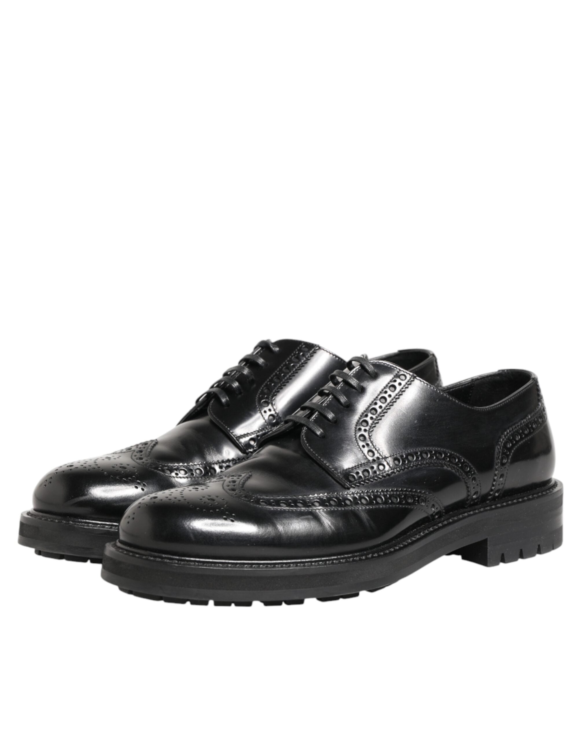 Black Calfskin Leather Derby Men Dress Shoes