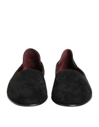 Black Leather Suede Slip On Loafers Dress Shoes