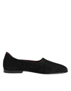 Black Leather Suede Slip On Loafers Dress Shoes