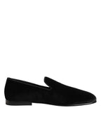 Black Leather Suede Slip On Loafers Dress Shoes