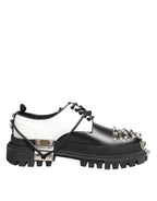 Black White Studded Men Formal Derby Shoes