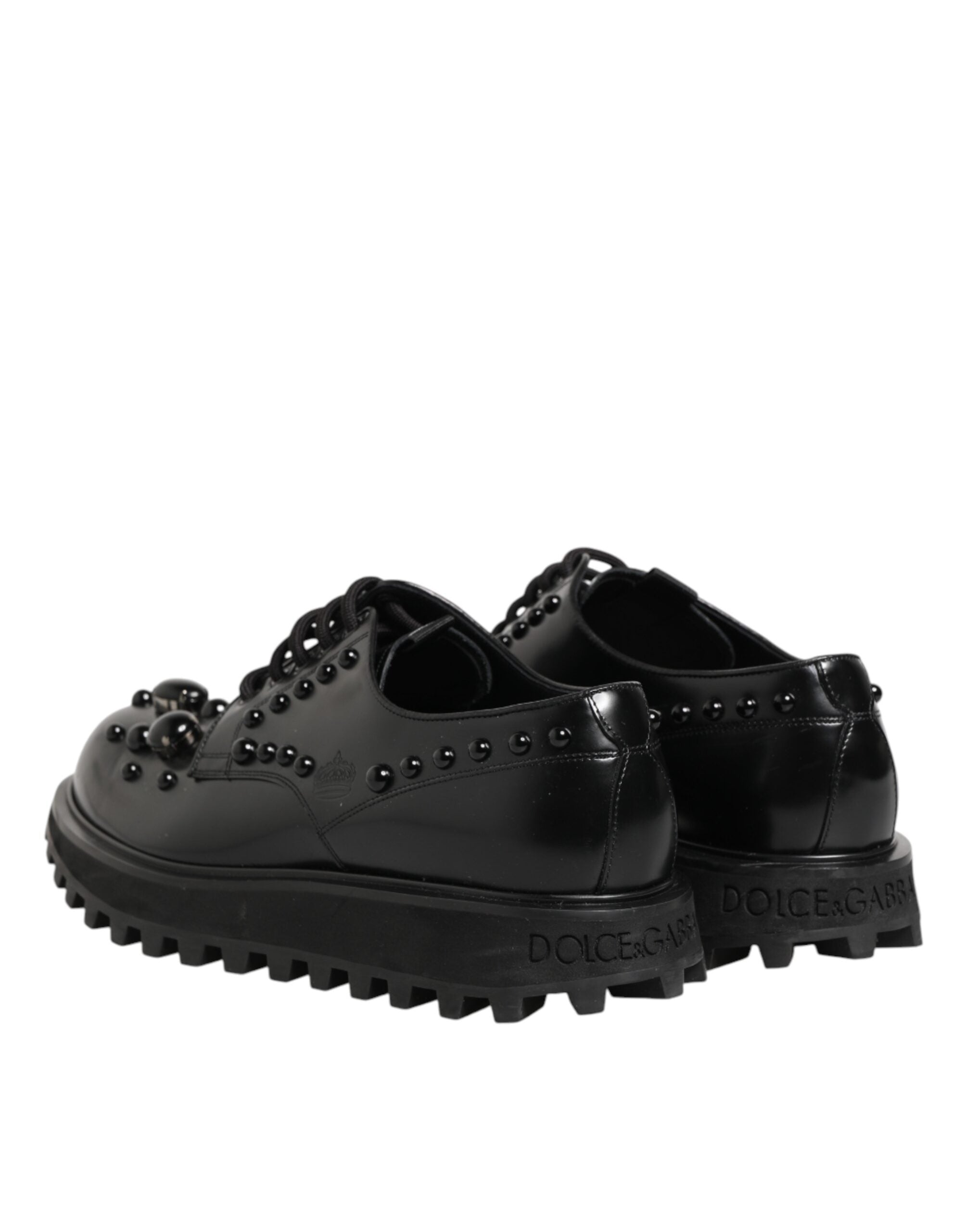 Black Leather Studded Men Formal Derby  Shoes