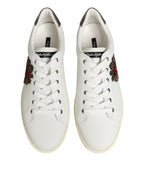 White Leather Heart Embellished Sneakers Shoes