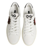 White Leather Heart Embellished Sneakers Shoes