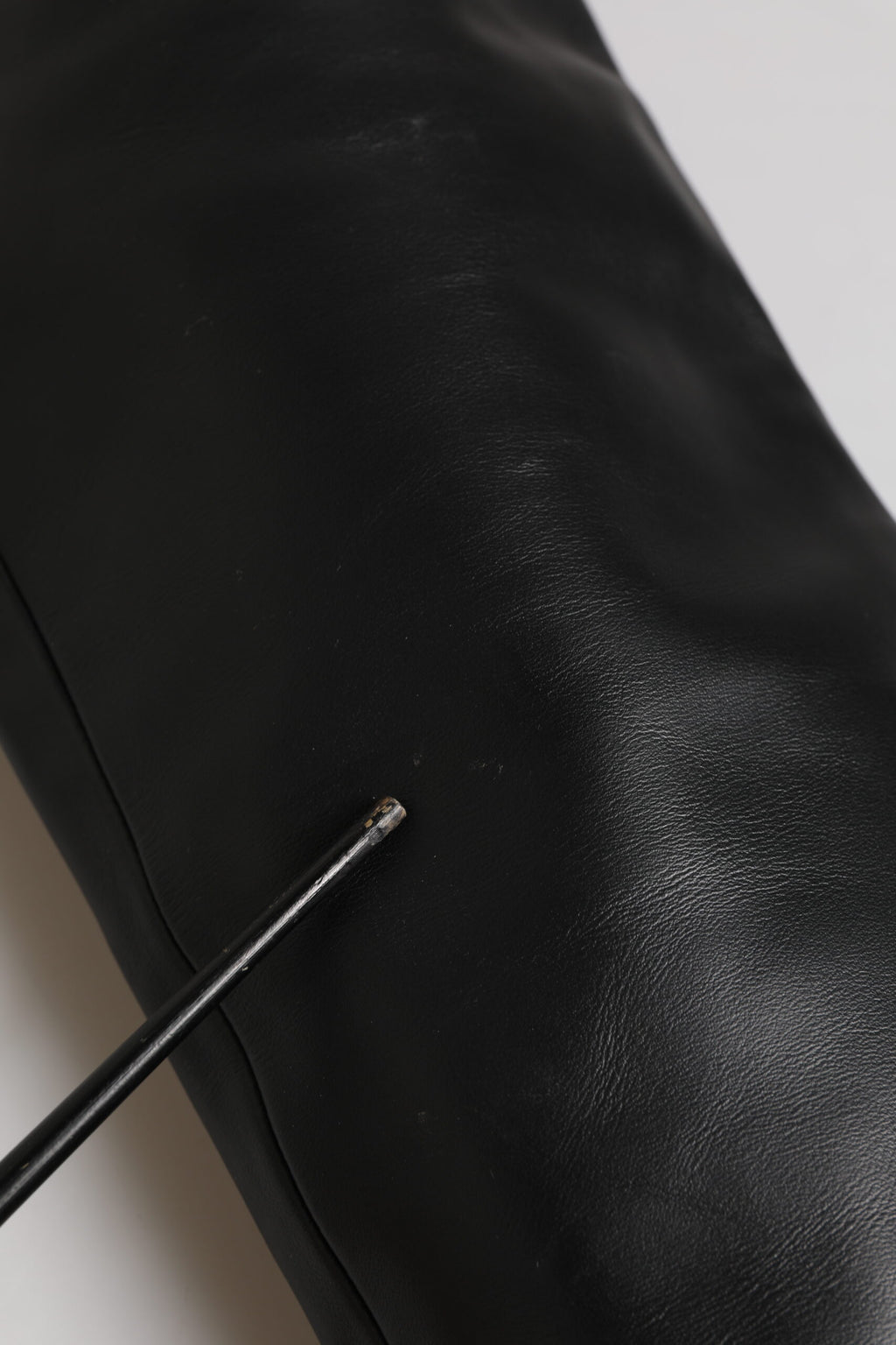 Black Leather Stiletto Knee High Boots Shoes