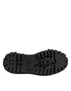 Black Leather Jeweled Crystals Derby Shoes
