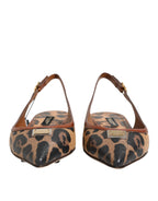 Brown Leopard Slingback Flats Sandals Shoes