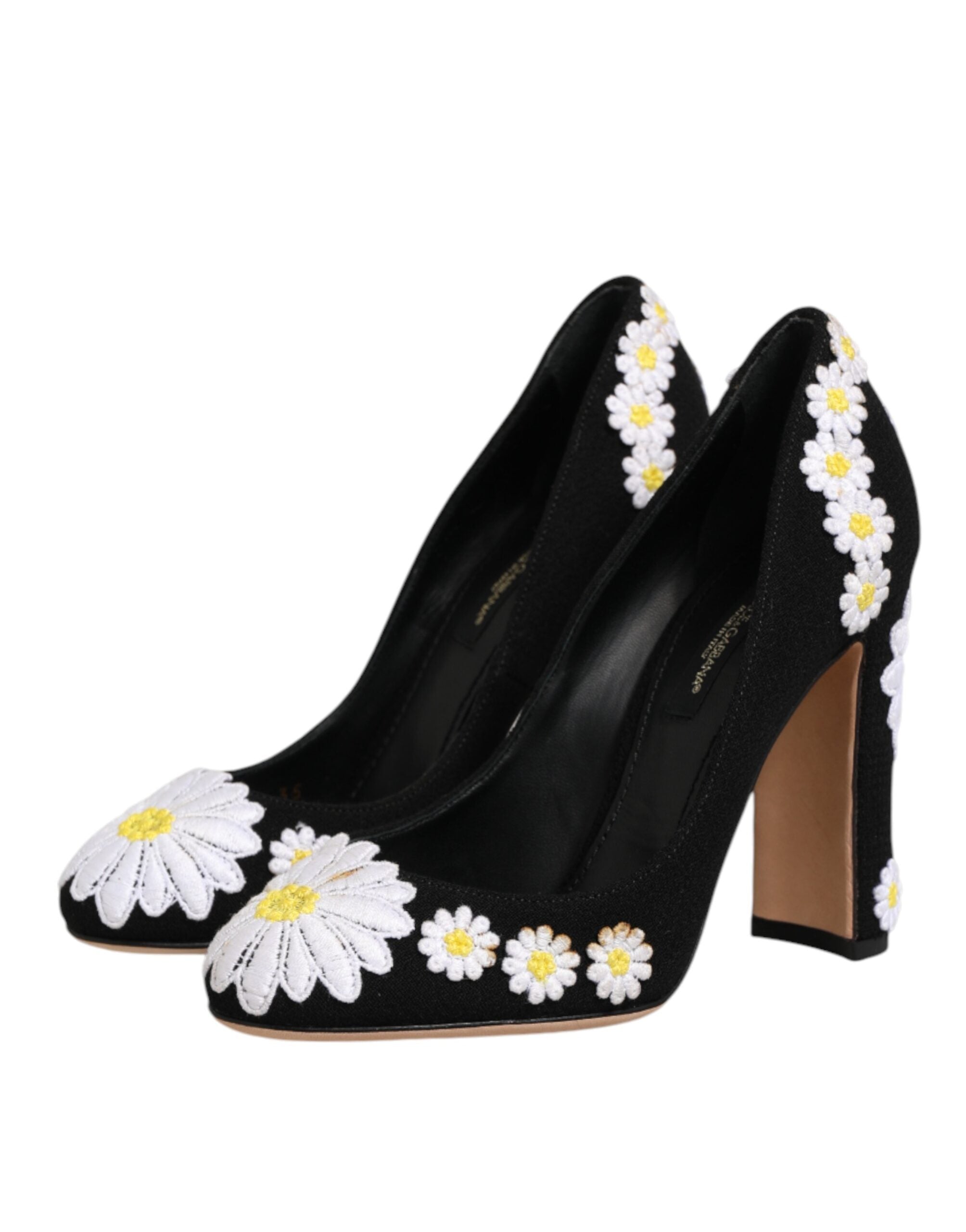 Black Wool Suede Daisy Heels Pump Shoes