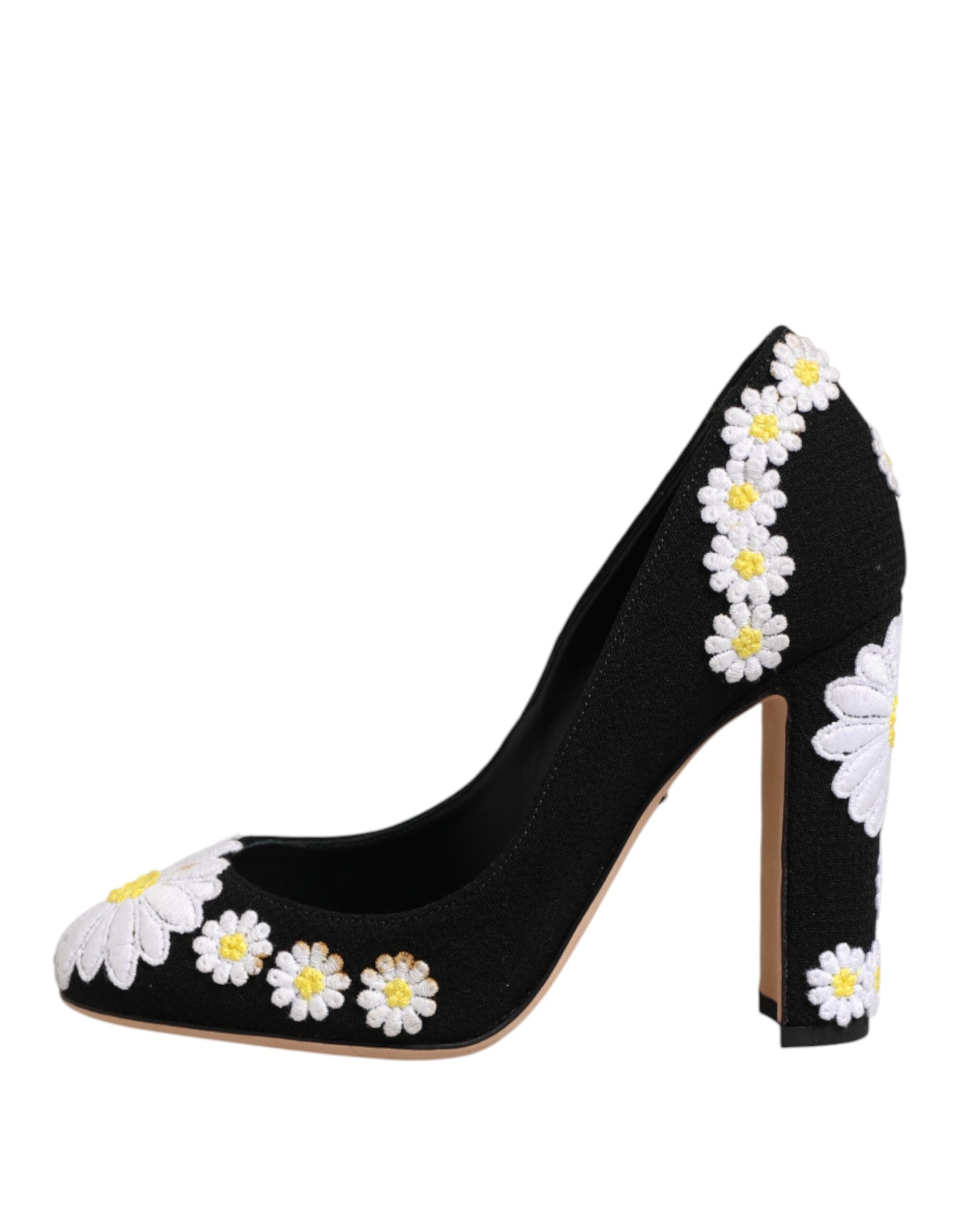 Black Wool Suede Daisy Heels Pump Shoes
