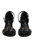 Black Studded Ankle Strap Sandals Shoes