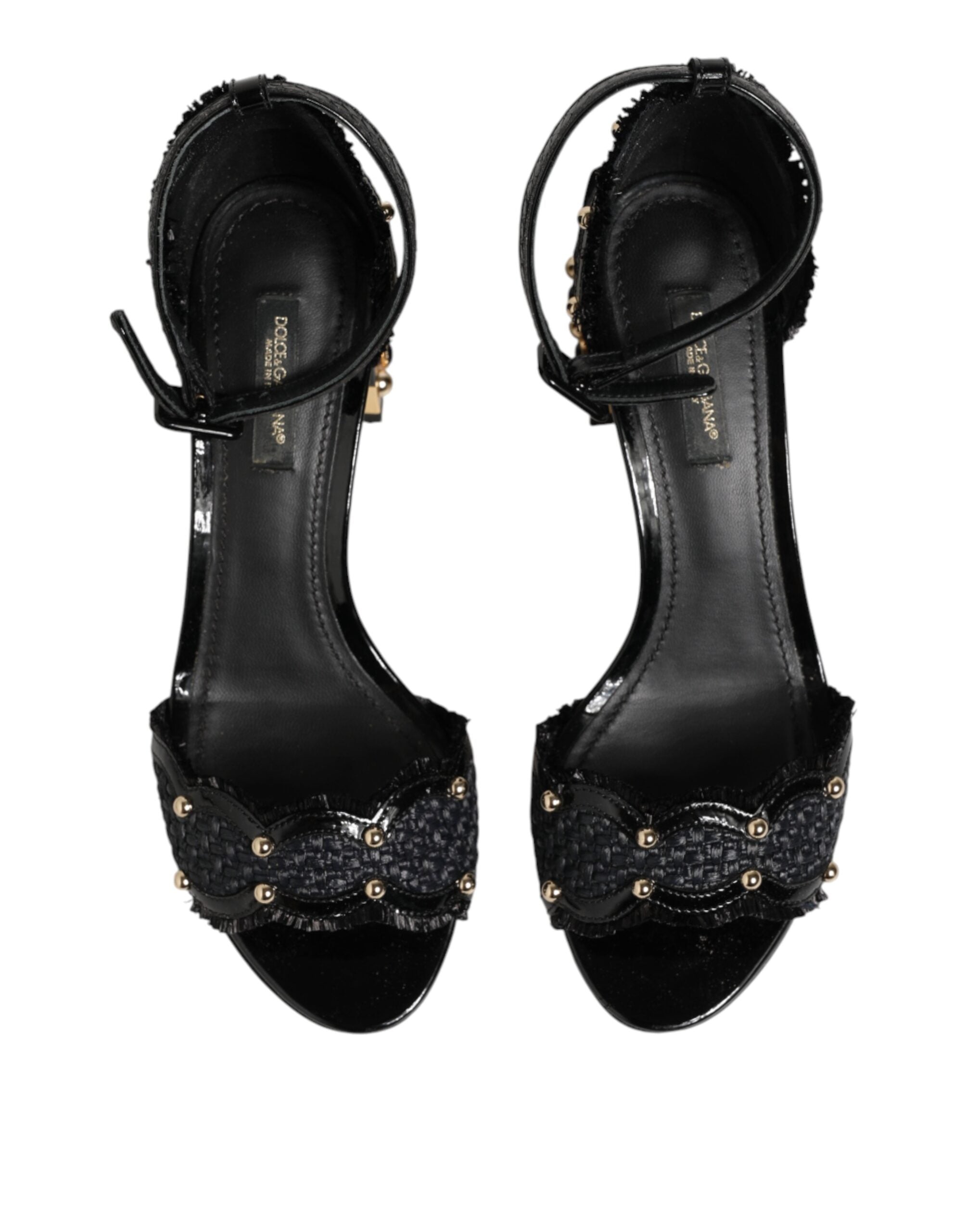 Black Studded Ankle Strap Sandals Shoes