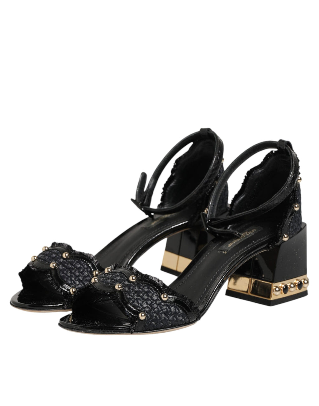 Black Studded Ankle Strap Sandals Shoes