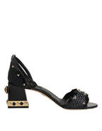 Black Studded Ankle Strap Sandals Shoes