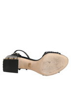 Black Studded Ankle Strap Sandals Shoes