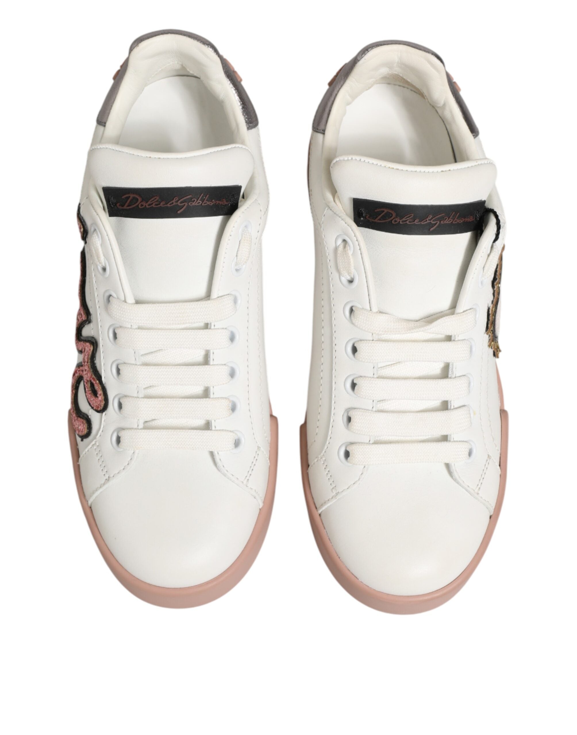 White Leather Sacred Heart Sneakers Shoes