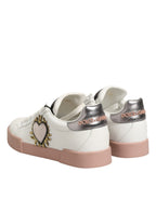 White Leather Sacred Heart Sneakers Shoes