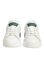 White Green Leather Low Top Sneakers Shoes