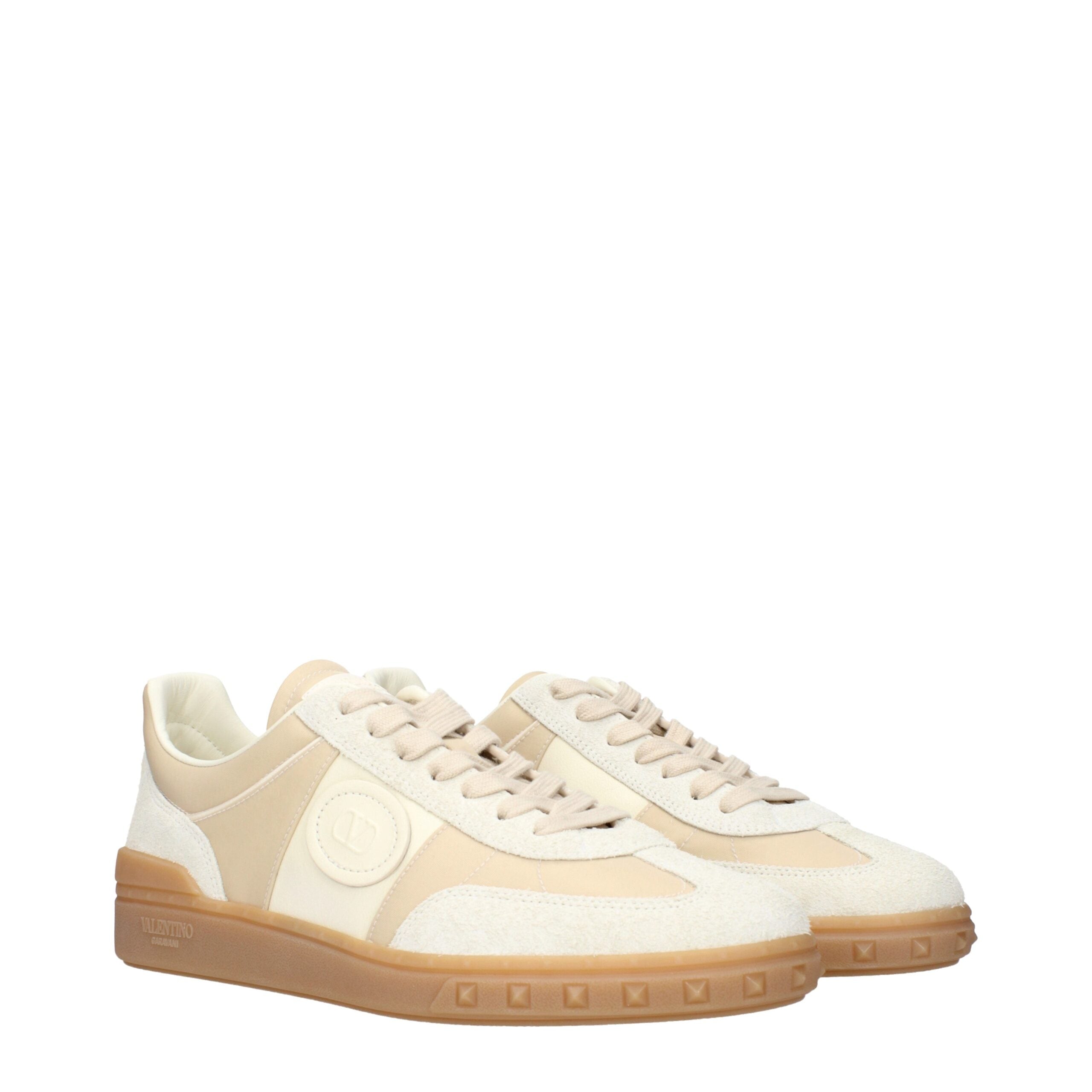 Beige Fabric Low Top Sneakers