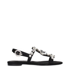 Black Satin Flat Sandals