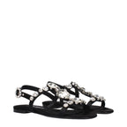 Black Satin Flat Sandals