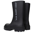 Black Cotton Ankle Boots