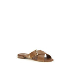 Brown Calf Leather Bos Taurus Flat Sandals