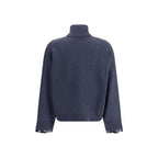 Blue Fleece Wool Turtleneck