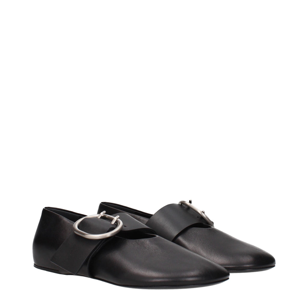 Black Leather Ballet Flats