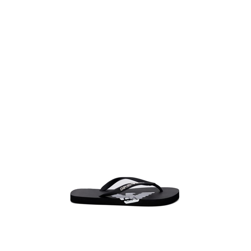Black And White Rubber Flip-Flop Sandals