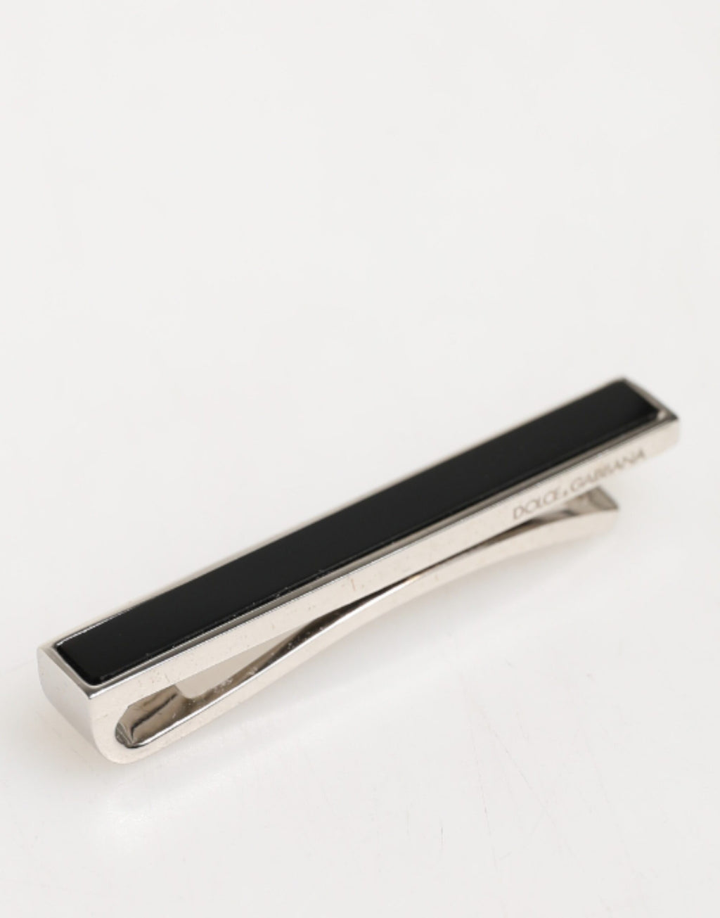 Silver Tone Brass Logo Branded Men Accessory Tie Clip Bar