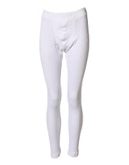 White Cotton Mid Waist Tights Leggings Pants
