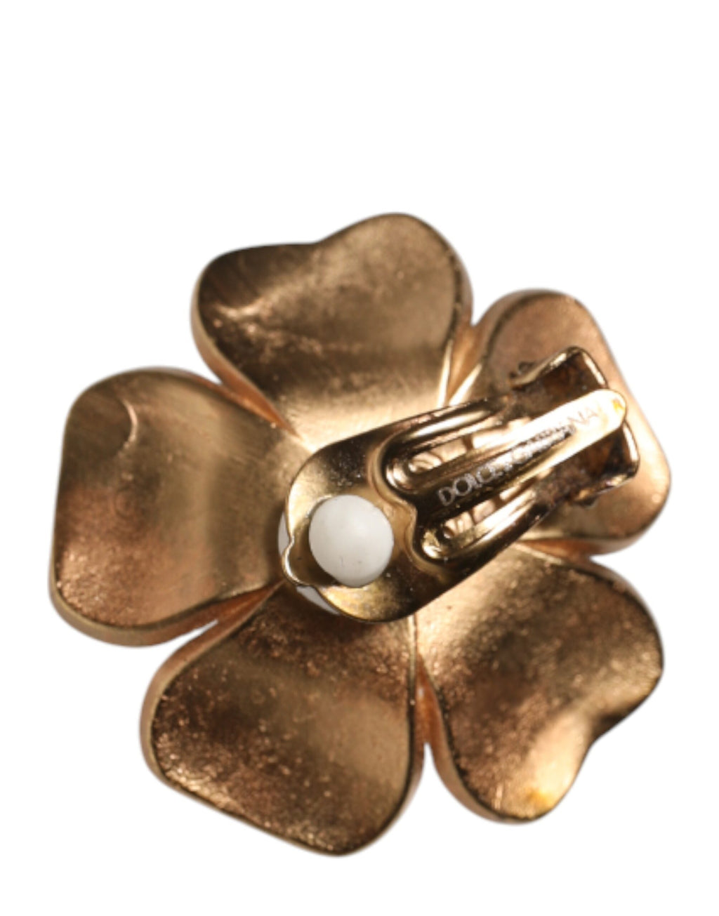 Gold Tone Maxi Faux Pearl Floral Clip-on Jewelry Earrings