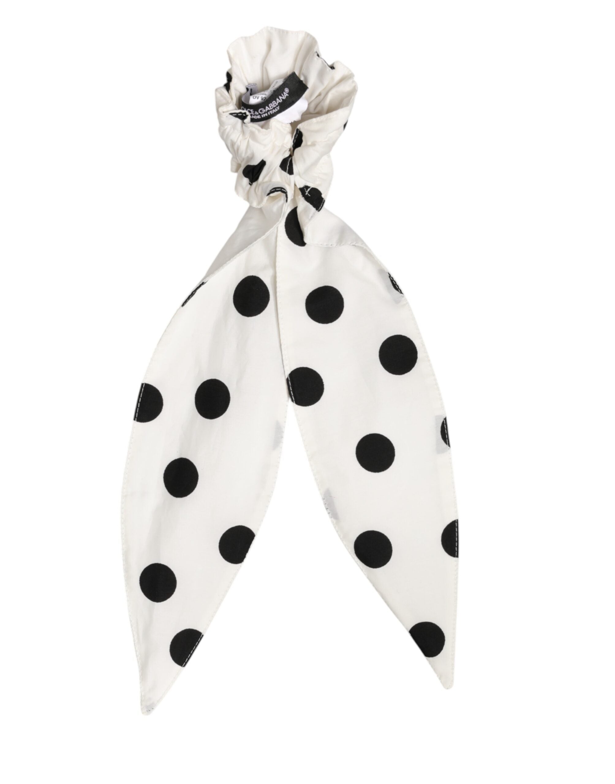 Scrunchie White Cotton Polka Dot Scarf Tie Accessory Hair