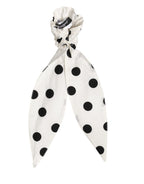 Scrunchie White Cotton Polka Dot Scarf Tie Accessory Hair