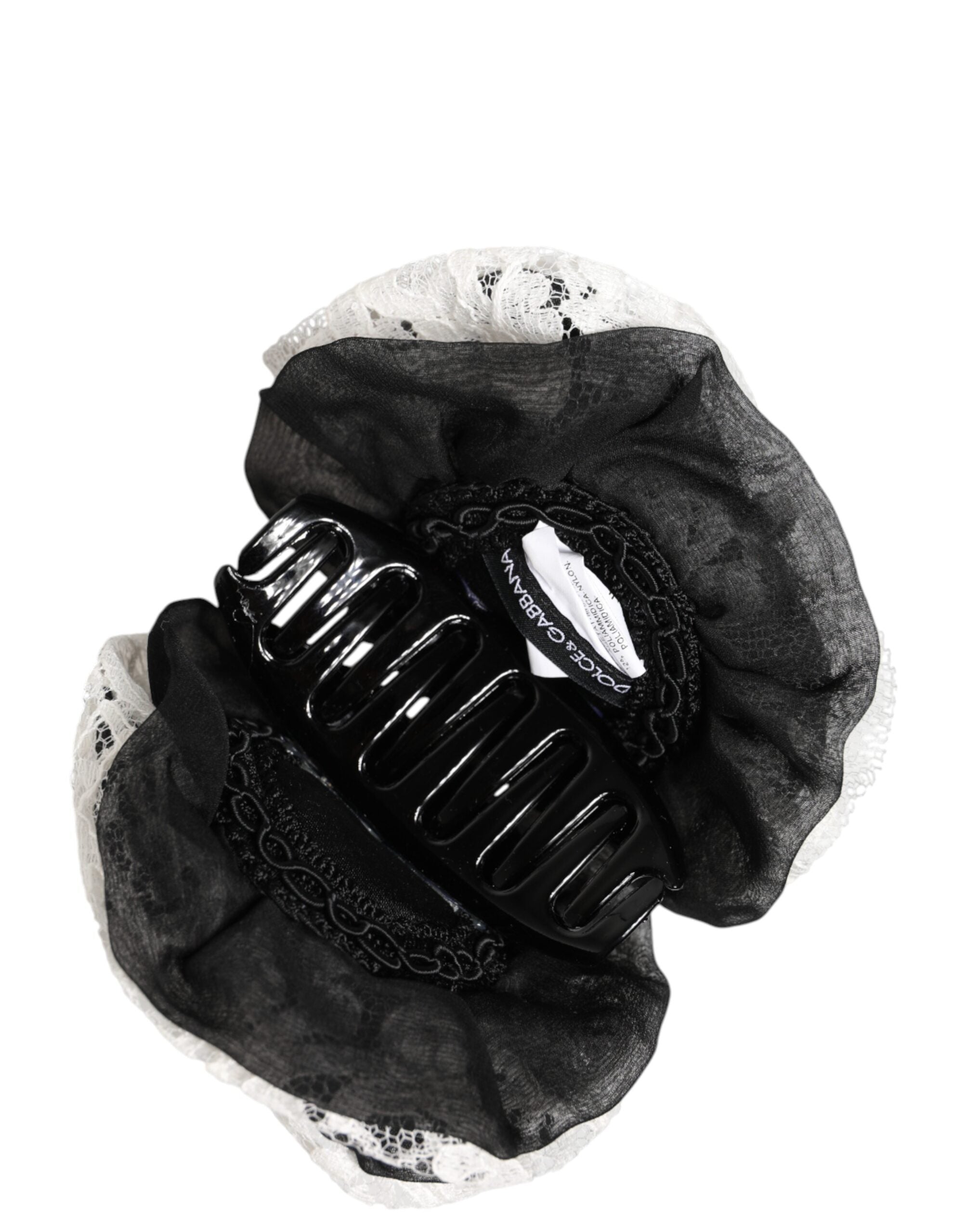 Black White Silk Floral Lace Crystal Accessory Hair Claw
