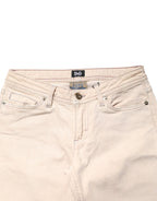 Beige Low Waist Cotton Slim Fit Denim Trousers Jeans
