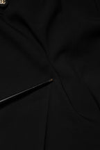 Black Wool Blend Straight High Waist Pants