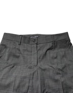 Dark Gray Check Tartan VirginWool Dress Pants