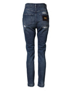 Blue Distressed Washed Logo GRACE Denim Jeans