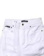 White Distressed High Waist Denim Jeans