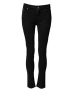 Black Cotton Skinny Mid Waist Denim Jeans