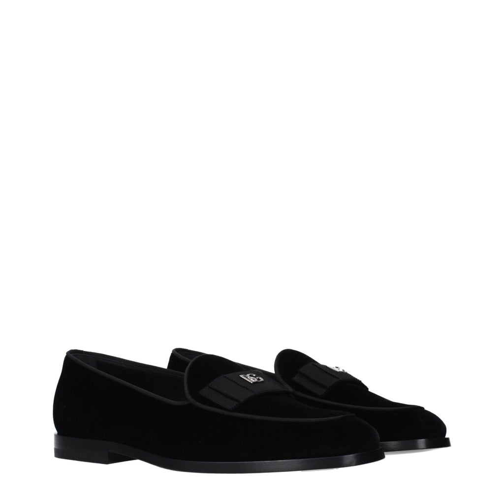 Black Velvet Slip-On Loafers