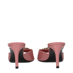 Pink Leather Stiletto Heel Sandals