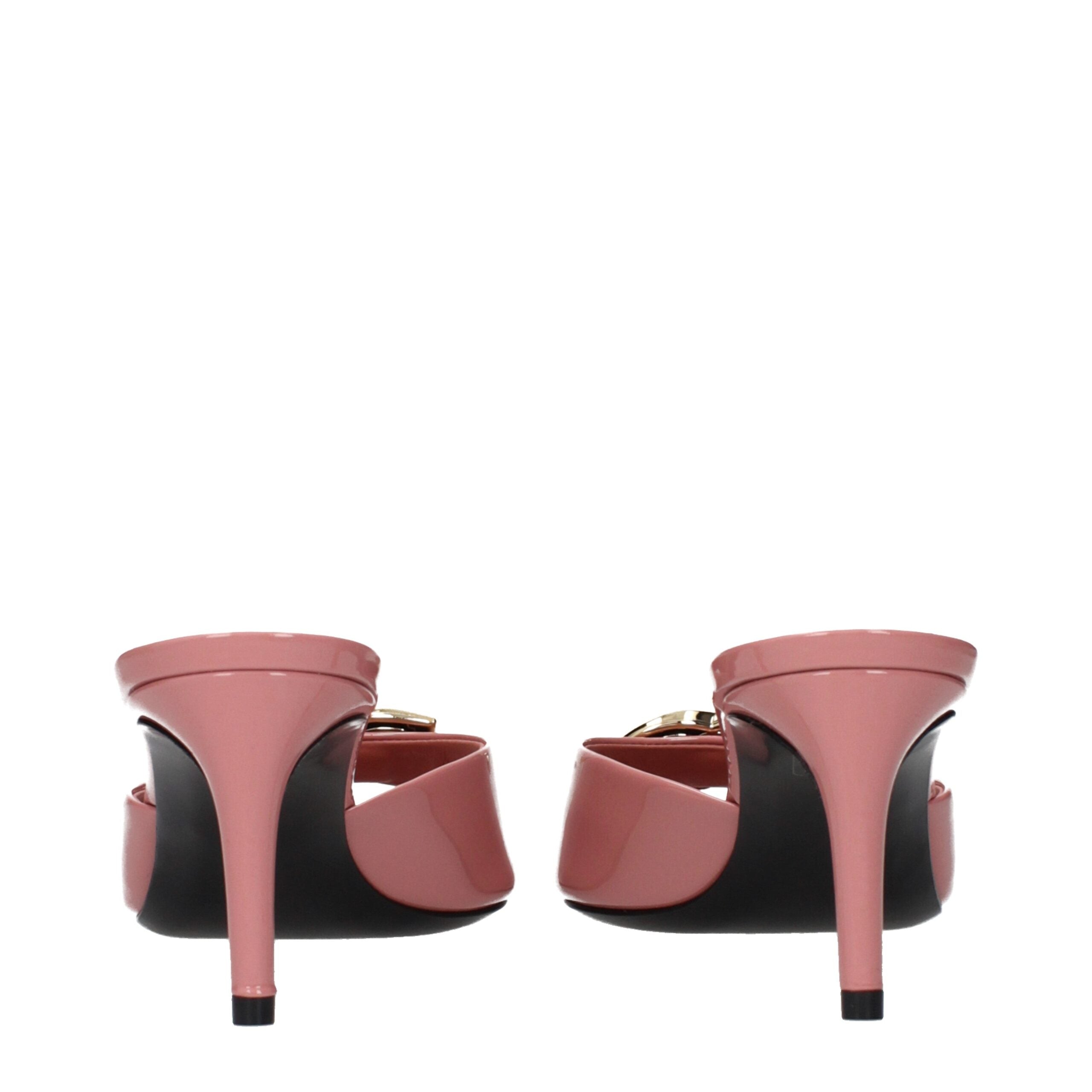 Pink Leather Stiletto Heel Sandals
