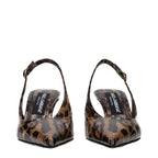 Brown Leather Stiletto Heel Sandals