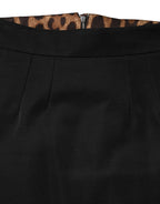 Black Cotton Pencil Cut High Waist Midi Skirt